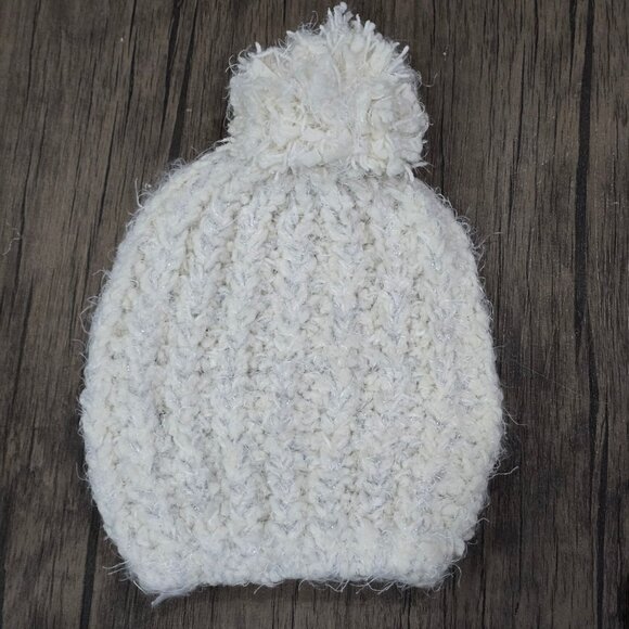SO ✦ American Heritage Knit Hat Gloves ✦ Ivory Pom Beanie Convertible Fingerless - Picture 2 of 7